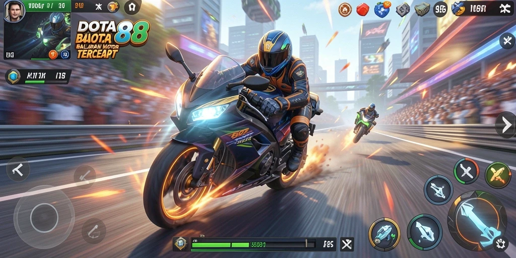Gameplay DOTA88 yang menegangkan saat balapan motor.