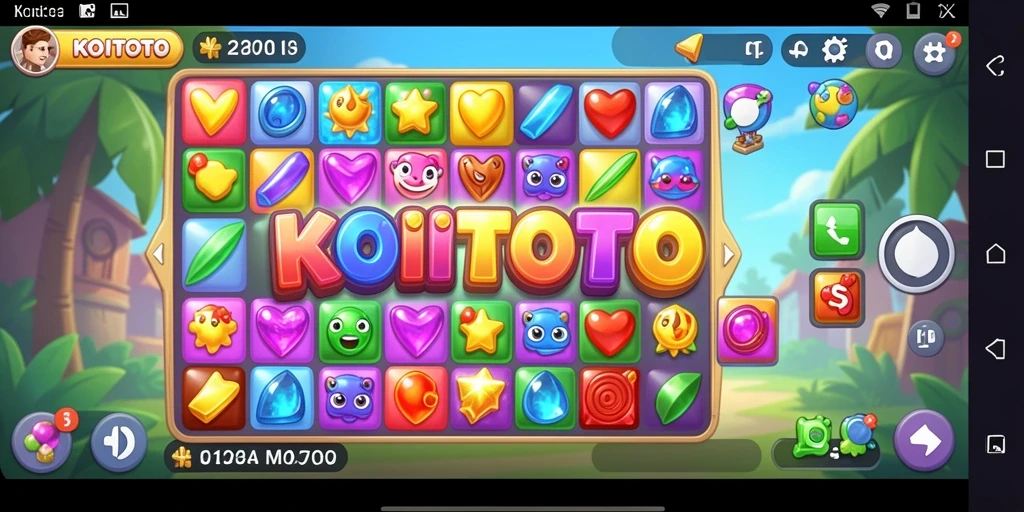 Screenshot KOITOTO menampilkan gameplay seru dan penuh warna dari permainan Match-3.
