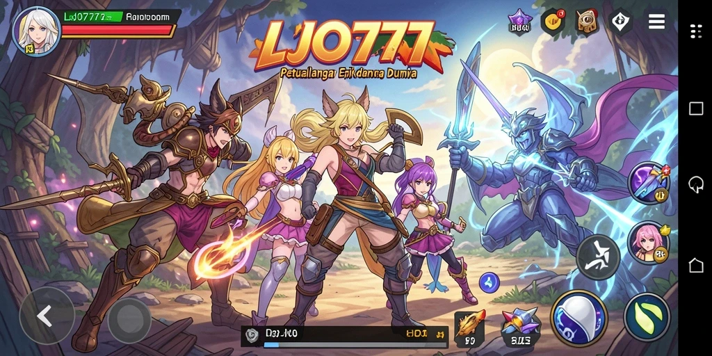 Screenshot menampilkan pertarungan seru dalam LJO777 yang penuh warna.