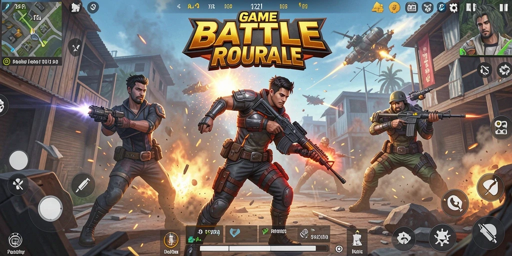 Tampilan gameplay seru dalam pertarungan Battle Royale MPO2121.